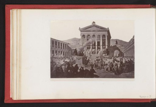 Photographic reproduction of a print depicting the exterior of the Temple of Jupiter at Pompeii