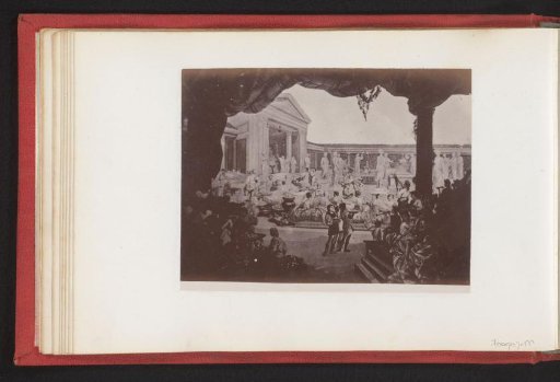 Photographic reproduction of a print depicting an inner courtyard with celebrating Romans