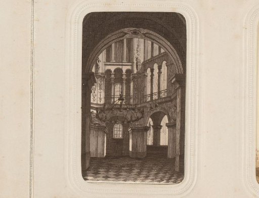 Photographic reproduction of a print of the interior of the Cathedral of Aachen