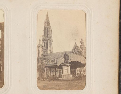 Statue of Rubens at Antwerp with the Cathedral of Our Lady in the background