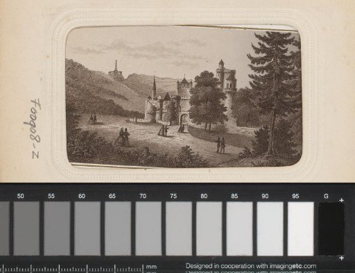 Photographic reproduction of a print of the Löwenburg near Wilhelmshöhe