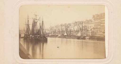 View of sailing ships in a waterway in Nantes