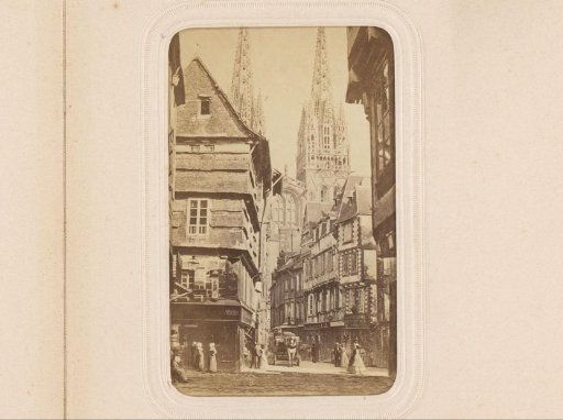 Street Scene with the Cathedral of Quimper in the Background