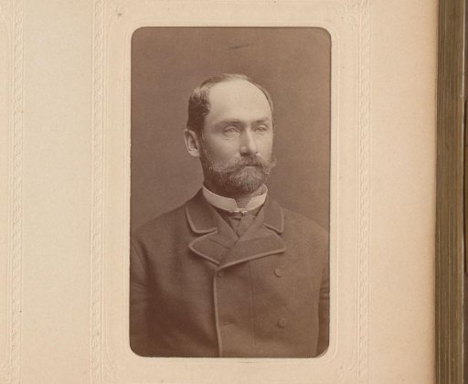 Portrait of a man with moustache and beard, designated as Trey