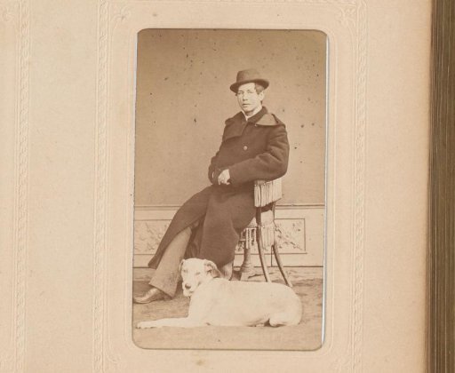 Portrait of a Seated Man with a Hat, with a Lying Dog in the Foreground