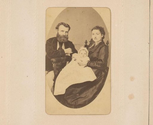 Portrait of a man, a woman and a baby