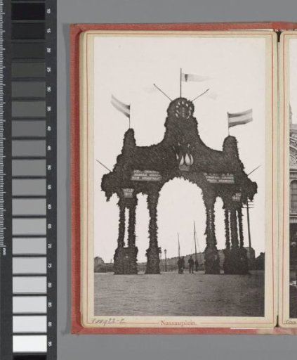 Victory gate at the Nassauplein during the April Festivals in 1887 in Amsterdam