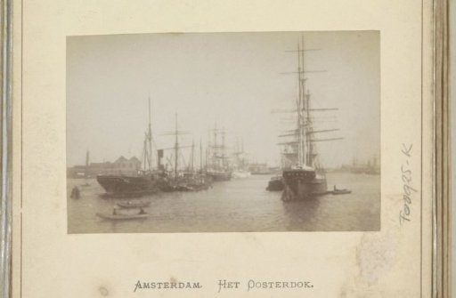 Ships at anchor in the Oosterdok in Amsterdam