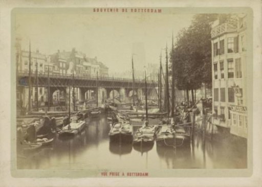 View of the Kolk in Rotterdam with a railway viaduct