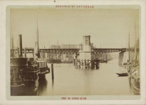 View of the swing bridge over the Scheepmakers- and Wijnhaven in Rotterdam