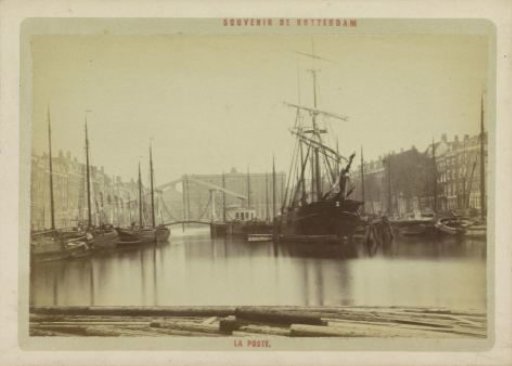 View of the Blaak, the Post and Telegraph Office and the Houtbrug in Rotterdam