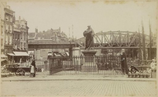 View of the statue of Erasmus on the Grote Markt in Rotterdam