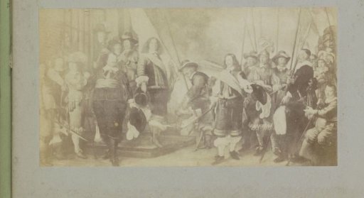 Photographic reproduction of the painting 'The Shooting Company of Captain Frans Banning Cocq and Lieutenant Willem van Ruytenburch, Celebrating the Peace of Münster, Amsterdam, 1648' by Govert Flinck