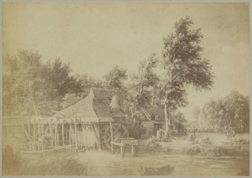 Photographic reproduction of the painting 'A Watermill' by Meindert Hobbema