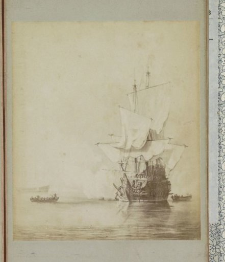 Photographic reproduction of the painting 'The Cannon Shot' by Willem van de Velde (II)