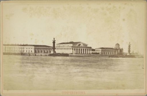 View of the Stock Exchange building of St. Petersburg with the Neva in the foreground