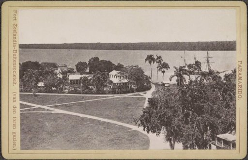 Fort Zeelandia and the Buitensociëteit in Paramaribo viewed from a tower