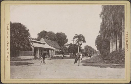 Street with a post office in Groote Combé, Paramaribo