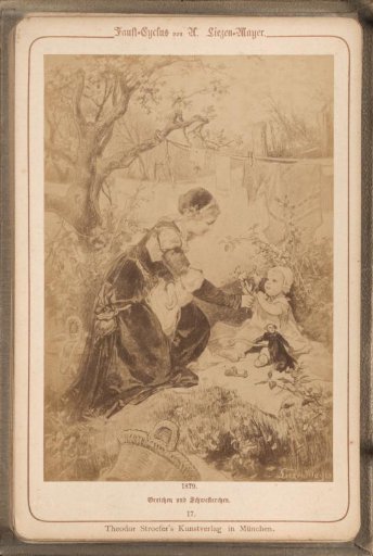 Photographic reproduction of (presumably) a drawing titled 'Gretchen and Her Sister'