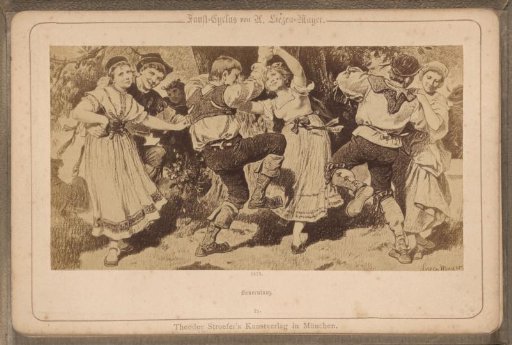 Photographic reproduction of (presumably) a drawing titled 'Peasants' Dance'