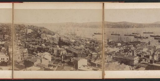 View of city quarters of Istanbul and the shores of the Bosphorus