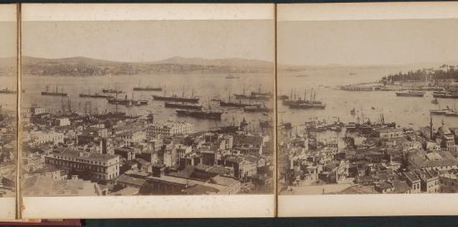 View of city quarters of Istanbul and the shores of the Bosphorus