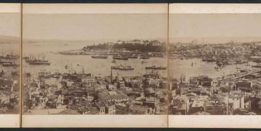 View of city quarters of Istanbul and the shores of the Golden Horn