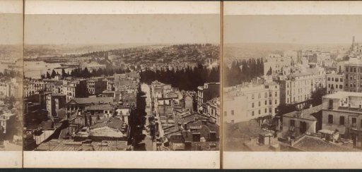 View of the city districts of Istanbul and the shores of the Golden Horn