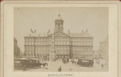 View of the Dam in Amsterdam with the Royal Palace, 'Naatje' and Horse Trams and Passers-by