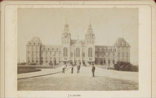 View of the north facade of the Rijksmuseum and the Museum Bridge in Amsterdam