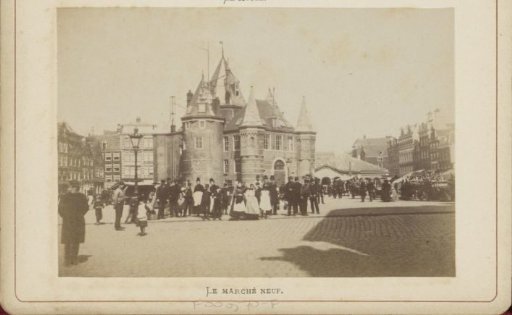 View of the Nieuwmarkt in Amsterdam with the Waag Building and Bystanders