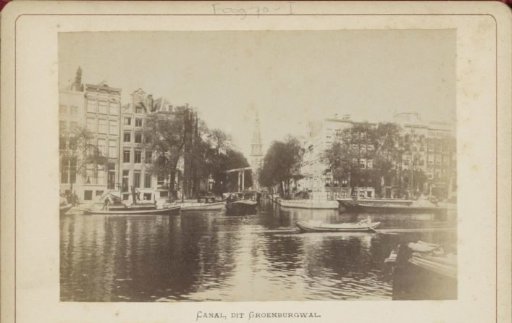 View towards the Groenburgwal and the tower of the Zuiderkerk in Amsterdam