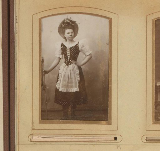 Portrait of a standing girl, dressed as a shepherdess