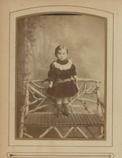 Portrait of a Standing Girl on a Bench, Identified as Madelaine Nagels