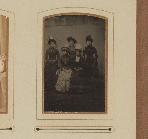 Portrait of five young women with hats