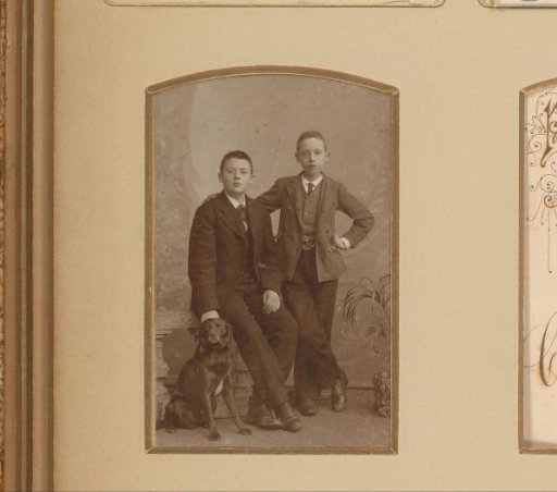 Portrait of Two Boys and a Dog
