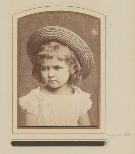 Portrait of a girl in a white dress with a straw hat