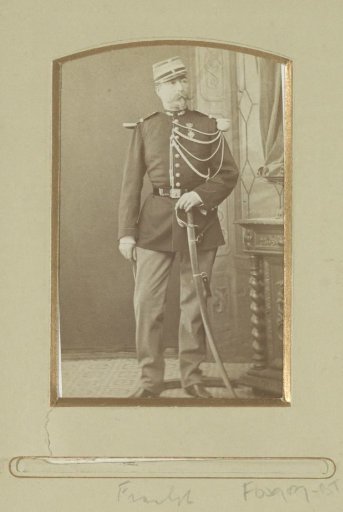 Portrait of a (possibly) French soldier, standing with a sabre in his hand