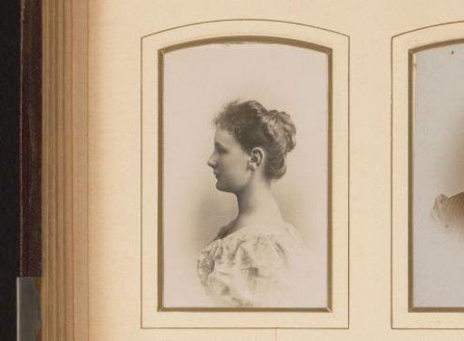 Portrait of a young woman, in profile