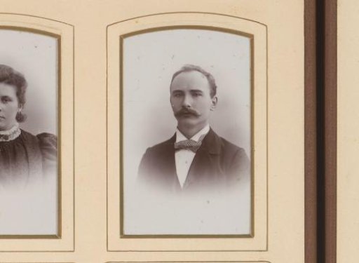 Portrait of a young man with a mustache, designated as Heukman