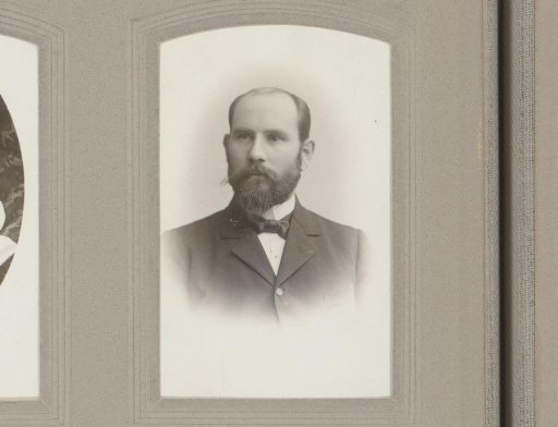 Portrait of a man with moustache, beard and bow tie
