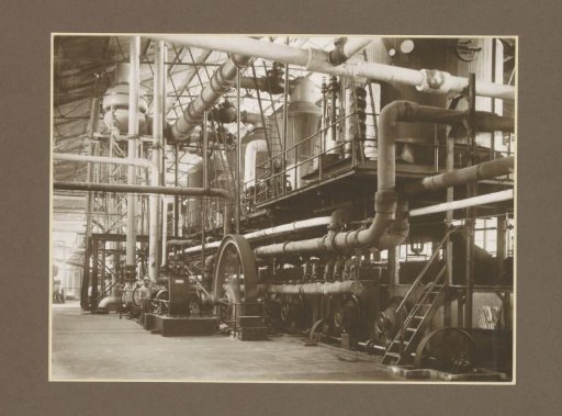 Hall with machines of the Goedo sugar factory in Djombang, Java