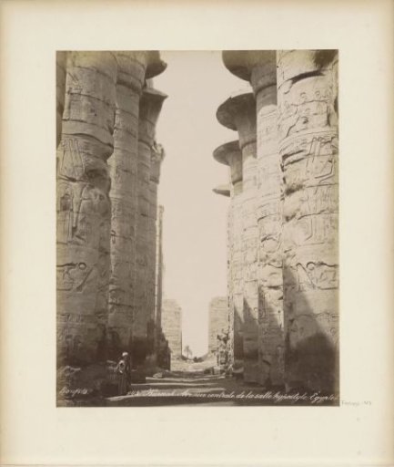 Columns with hieroglyphs of the great hall (hypostyle hall) in the Temple of Karnak