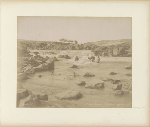 Men bathing in rapids of the Nile