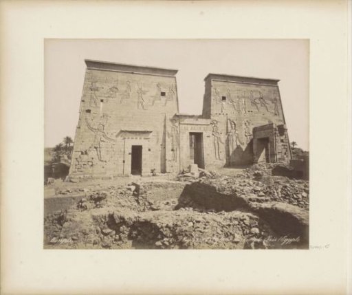 First pylon with reliefs of the Temple of Isis on the island Philae