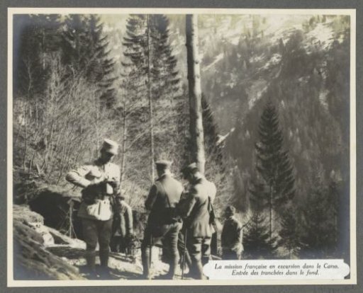 French mission on the road in the Karst mountains in the southeastern Alps