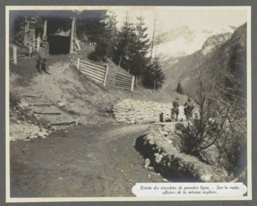 Entrance to trenches by a road in the Dolomites