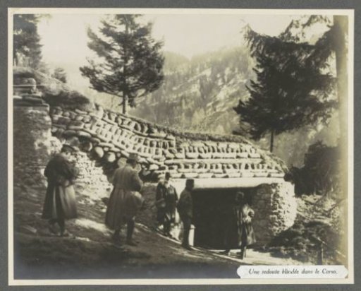 Soldiers at a fortified entrenchment in the Karst mountains, presumably Italians