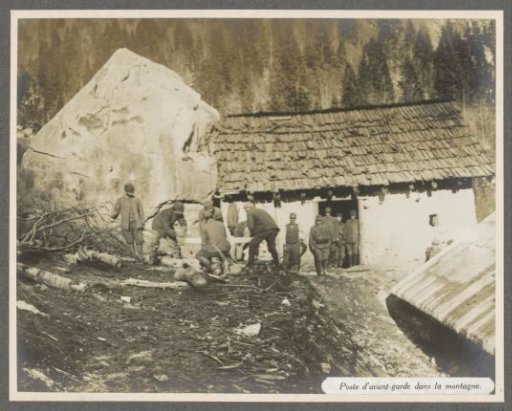 Soldiers at an outpost in the Dolomites, presumably Italian