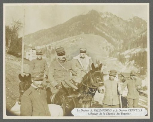 Doctors A. Desjardins and Cervelli and soldiers in the Dolomites